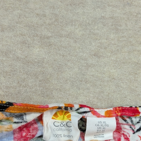 C&C Linen Colorful Cap Sleeve T Lobster Shrimp Citrus Tropical Italian Size XL - Picture 2 of 8